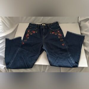 Kate Spade Embroidered Cropped Jeans Rhinestones & Grommets/Size 28/25” Inseam